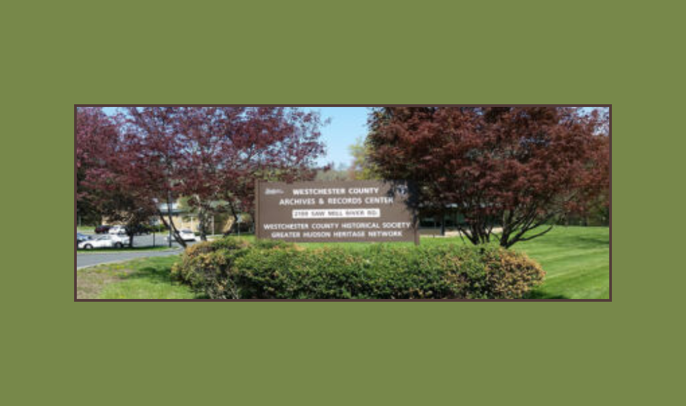 Image of the sign for the Westchester County Archives and Records Center